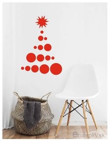 Vianočné nálepky na stenu - Guličkový stromček Farba: červená 031