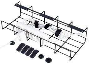 Organizér kabelů pod desku stolu, kovový, černý VILDE 43 x 17 x x 10 cm