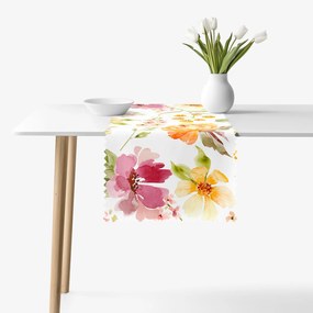 Goldea behúň na stôl teflónový - kvety ibišteka 20x120 cm