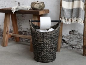 Čierny košík na toaletný papier z vodného hyacintu - Ø30*40 cm