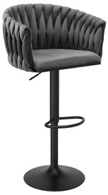 Barová stolička COFTON zamatová, grafitová / čierna