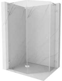 Mexen Lunar, L päťuholníkový sprchový kút naklápací doľava 90 x 80 cm, 8mm číre sklo, oceľový profil, 831L-090L-080P-97-00-L