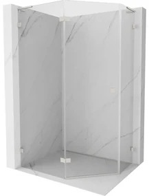 Mexen Lunar, L päťuholníkový sprchový kút naklápací doľava 90 x 80 cm, 8mm číre sklo, oceľový profil, 831L-090L-080P-97-00-L