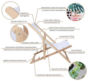 Drevené plážové lehátko Botanical Pattern