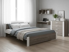 Posteľ IKAROS 160 x 200 cm, biela/dub hľuzovka Rošt: Bez roštu, Matrac: Matrac DELUXE 10 cm