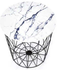 Konferenčný stolík HARISSA 41x42 cm čierna/biely dekor mramoru