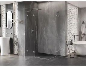 Mexen Lunar, L Duo výklopný sprchový kút 115 x 100 cm, 8mm číre sklo, chrómový profil, 834L-115L-100P-01-00