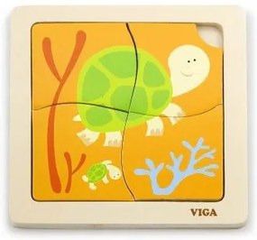 Viga Drevené puzzle 4 diely - korytnačka