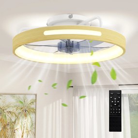 HOMCOM LED stropný ventilátor 49 cm s osvetlením, 40 W, reverzný DC motor, tichý chod, diaľkové ovládanie, 6 rýchlostí, 3 teploty farieb, časovač — pr