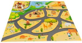 ECO TOYS Detské penové puzzle 93,5x93,5cm, hracia deka, podložka na zem Safari, 9 dielov