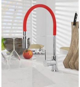 Invena Chameleon, stojanková drezová batéria, červená-chrómová, BZ-29-L07-C