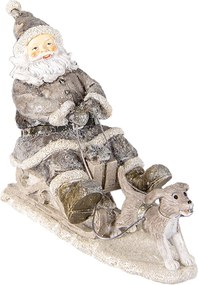 Dekoratívne soška Santy na saniach s psíkom - 24 * 8 * 16 cm
