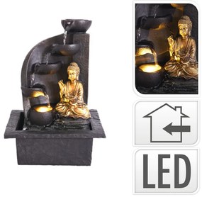 Záhradná fontána s osvetlením Budha 1, 30x21,5x18 cm, polistone, čierna