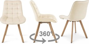 Jedálenská stolička SORIA 360 zamatová, svetlobéžová / hnedé nohy