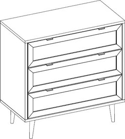 Zásuvková komoda Vienna, čierna/výplet