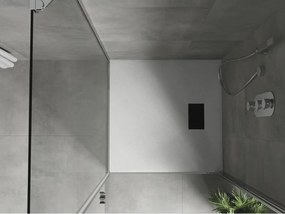 Mexen Hugo, štvorcová sprchová vanička SMC 70 x 70 cm, biela, čierna krytka, 42107070-B
