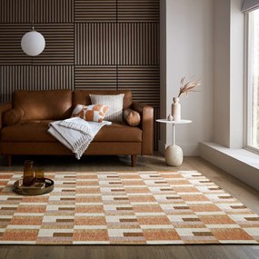 Koberec v oranžovo-prírodnej farbe 155x230 cm Riley Block Geo - Flair Rugs