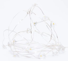DECOLED Svetelná reťaz LED na batérie, so srdiečkami, teplá biela, 20 LED, 2,3 m
