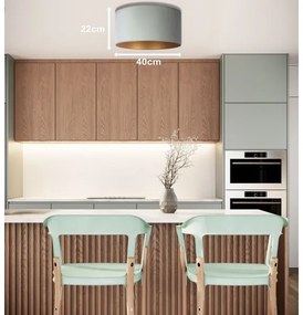 Duolla - Stropné svietidlo ROLLER 1xE27/15W/230V pr. 40 cm svetlozelená/zlatá