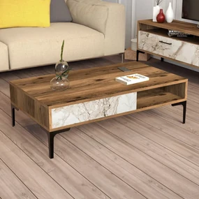 Konferenčný stôl Istanbul - Walnut, White Marble