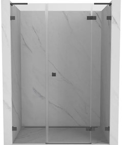 Mexen Lunar L, výklopné sprchové dvere pravé 150 cm, 8mm číre sklo, brúsený grafit profil, 834SL-150-050-66-00-P