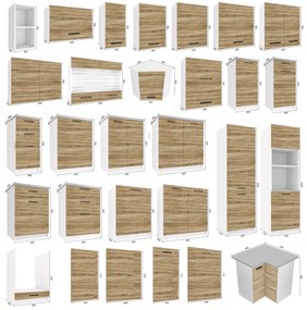 Kuchynská linka Belini 360 cm dub sonoma s pracovnou doskou Lidiauniqa2  TOR LIDIAUNIQA2/4/WT/DS/0/B1