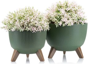 PLASTOVÝ KVETINÁČ ROSA LINEA ECO SADA 2KS 15X24,3 CM+18,3X29,2 CM ZELENÁ