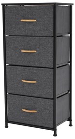 Komoda PALMERA s látkovými zásuvkami, čierna