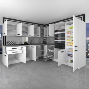 Kuchynská linka Belini Premium Full Version 480 cm šedý antracit Glamour Wood s pracovnou doskou JANE