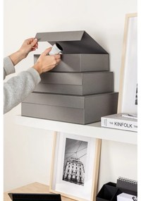 Sivé kartónové úložné boxy v súprave 3 ks s vekom/dekoratívne 42,5x29,5x13 cm Kian Paper Laminate – Bigso