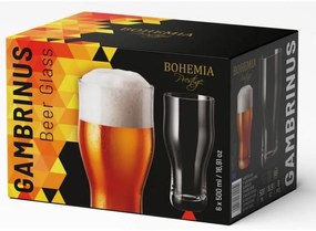 BOHEMIA PRESTIGE GAMBRINUS PIVNÝ POHÁR 500ML SADA 6 KS