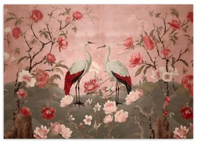 Fototapeta, Květiny a ptáci Chinoiserie - 200x140 cm