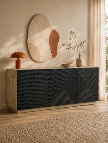 Dvojdverová komoda Asha 167 cm so zásuvkami - artisan / čierny mat