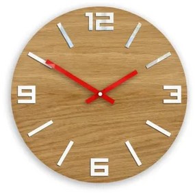 Sammer Kvalitné dubové nástenné hodiny ARABIC 33 cm ArabicWoodWhiteRed