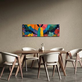 Obraz - Abstraktný anjel s kvetmi (s hodinami) (90x30 cm)