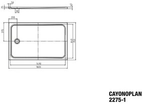 Sprchová vanička KALDEWEI Cayonoplan 750 x 1600 x 25 mm alpská biela Hladké 363500010001