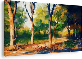 Obraz lesa v letnom slnku, maľba (90x60 cm)