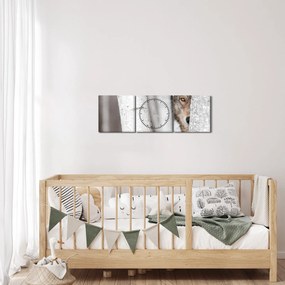 Obraz - Vlk (s hodinami) (90x30 cm)