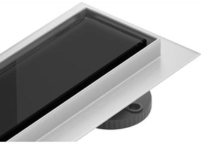 Mexen Flat nerezový sprchový žľab 60 cm vzor čierne sklo, 1026060-15