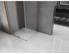 Mexen Velar, sprchový kút s posuvnými dverami 110 x 110 cm, 8mm sklo námraza, medená matná, 871-110-110-31-65