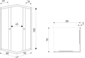 Novoterm Obdĺžnikový sprchový kút NV-Olga SQ BL 90x80, čierny/transparent - bez vaničky