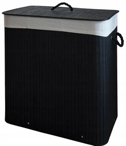 Bambusový kôš na bielizeň – 3 komory, 150 l čierna