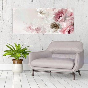 Obraz - Maľba ružových kvetov (120x50 cm)