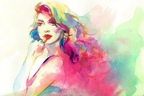 Tapeta akvarelový ženský portrét - 225x150