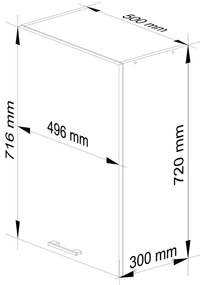 Horná kuchynská skrinka Ozara W50 H720 (biela + metalický lesk). Vlastná spoľahlivá doprava až k Vám domov. 1071195