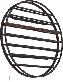 Moderná nástenná lampa čierna s okrúhlym drevom vrátane LED - Wine Rack