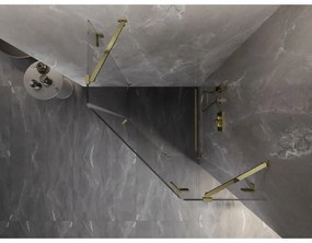 Mexen Lunar, výklopný päťuholníkový sprchový kút pravý 90 x 90 cm, 8mm číre sklo, zlatý profil, 831-090P-090L-50-00-P
