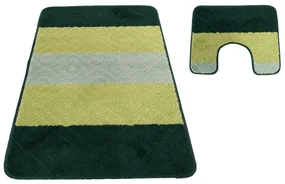 Vzorovaný set kúpeľňových koberčekov zelenej farby Šírka: 50 cm | Dĺžka: 80 cm
