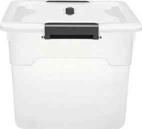 Sada 4 úložných boxov s viečkami, 30 l, plast, priehľadné