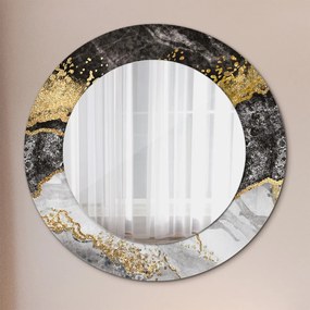 Okrúhle ozdobné zrkadlo na stenu Mramor a zlato fi 50 cm